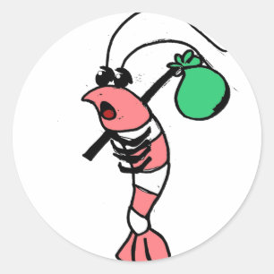 Shrimp Hobo Classic Round Sticker