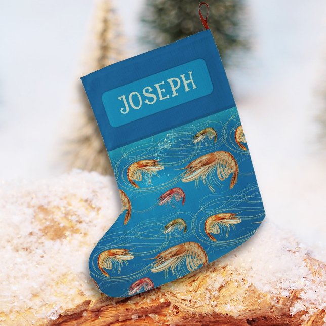 Shrimp in Water Personalized Christmas Stocking (Creator Uploaded)