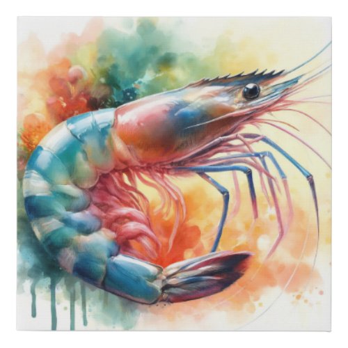 Shrimp in watercolor AREF1303 _ Watercolor Faux Canvas Print