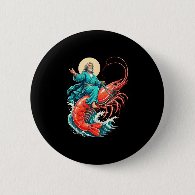 Shrimp jesus  button (Front)