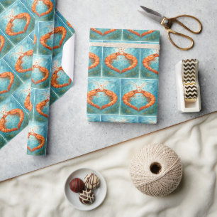 Shrimp Kissing Underwater with Hearts Wrapping Paper