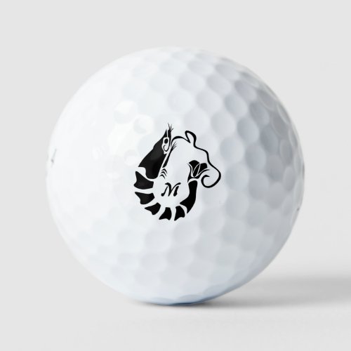 Shrimp Monogram in a Black Stencil Style Golf Balls