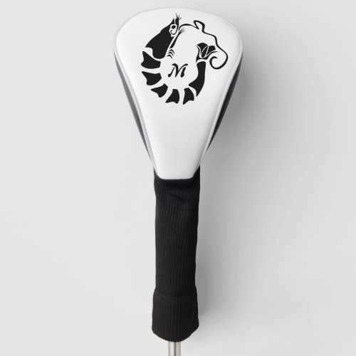 Shrimp Monogram in a Black Stencil Style Golf Head Cover