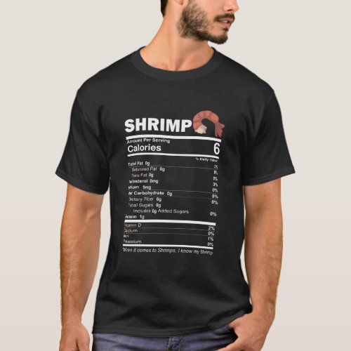 Shrimp Nutritional Facts Funny Seafood Thanksgivin T_Shirt