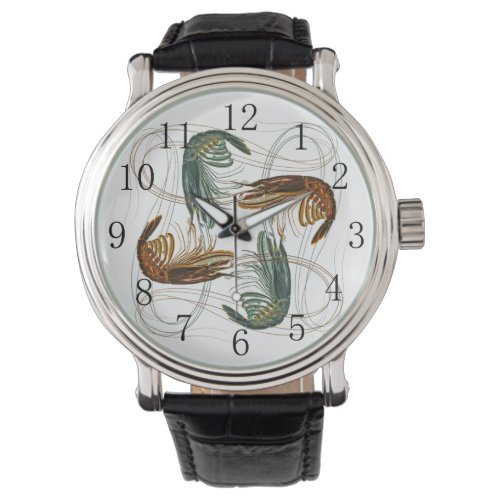 Shrimp on White With Numbers Watch