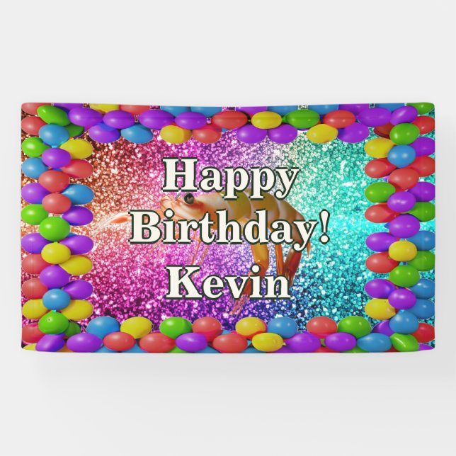 Shrimp Personalized character birthday banner (Horizontal)