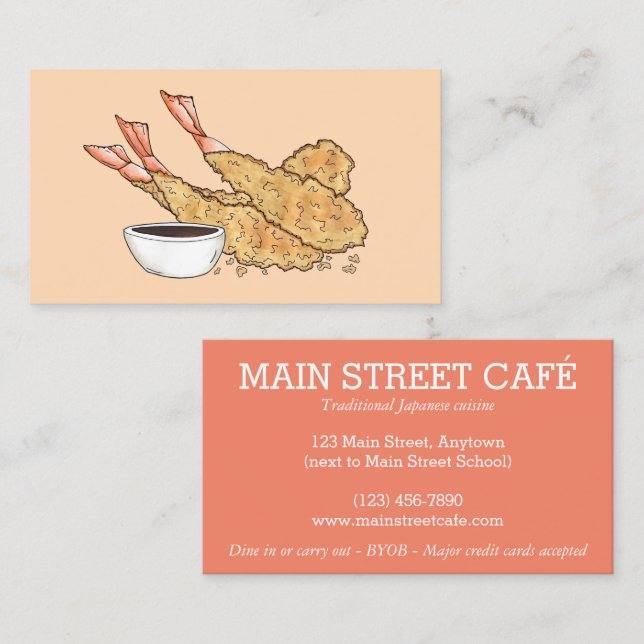 Shrimp Prawn Ebi Tempura Japanese Cuisine Food Business Card (Front/Back)