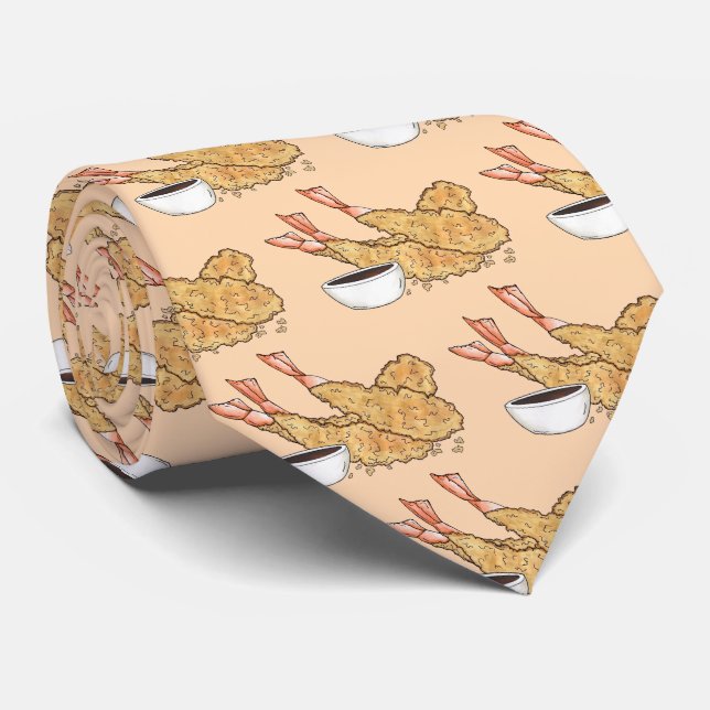 Shrimp Prawn Ebi Tempura Japanese Cuisine Food Neck Tie (Rolled)