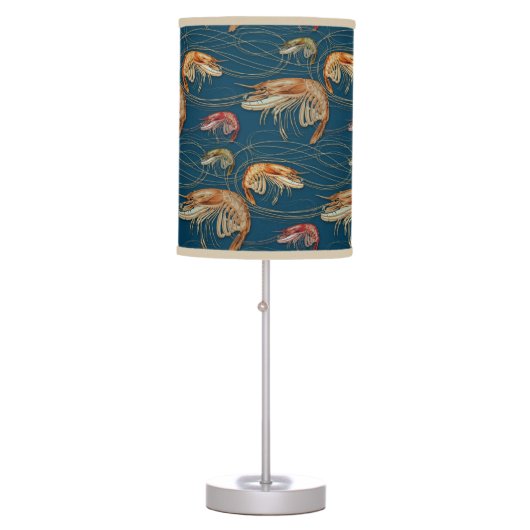 Shrimp Prawn Shellfish Seafood Pattern Table Lamp (Front)