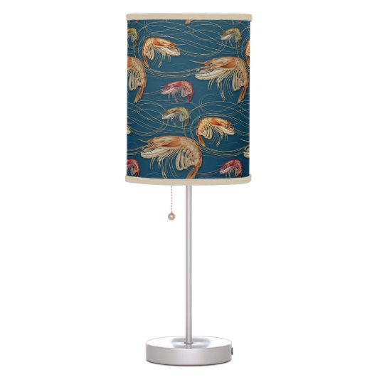Shrimp Prawn Shellfish Seafood Pattern Table Lamp (Right)