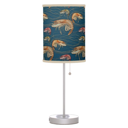 Shrimp Prawn Shellfish Seafood Pattern Table Lamp (Left)