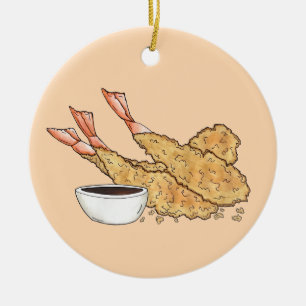 Shrimp Prawn Tempura Japanese Food Restaurant Ceramic Ornament