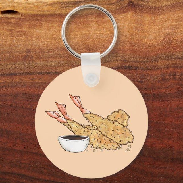 Shrimp Prawn Tempura Japanese Food Restaurant Keychain (Back)