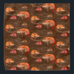 Shrimp Prawns Sea Life Pattern Brown Bandana<br><div class="desc">Shrimp with long antennae patterned bandana in brown color.  Perfect for summer by the sea,  wear this sea life print on the head or wrapped around a dog's neck.</div>