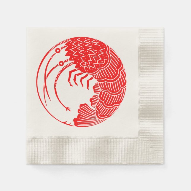 Shrimp Round Crest Paper Napkins (Front)