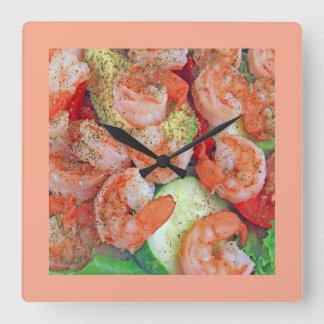 Shrimp Salad Square Wall Clock