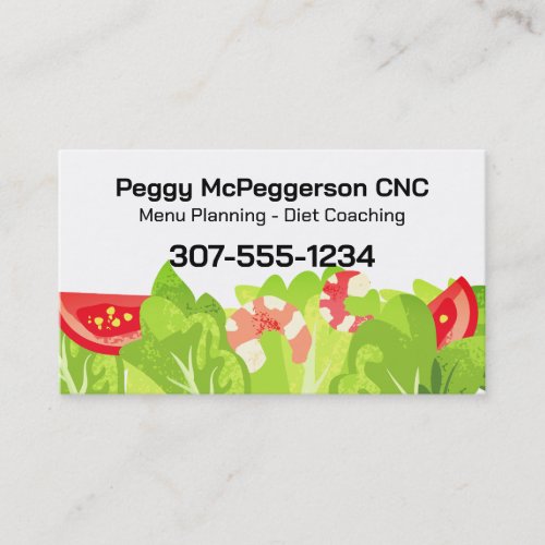 Shrimp salad vegetable healthy chef catering business card