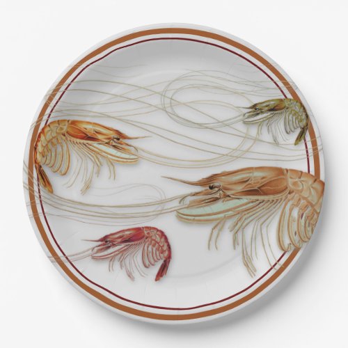 Shrimp Swirly Antennae Seafood Paper Plates