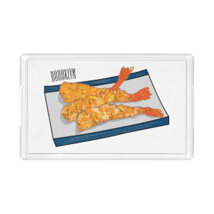 Shrimp tempura cartoon illustration acrylic tray