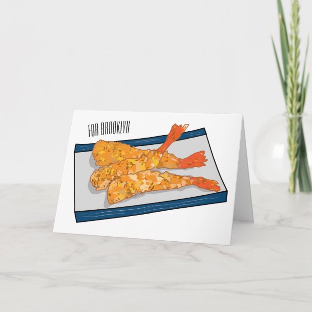 Shrimp tempura cartoon illustration card (Front)