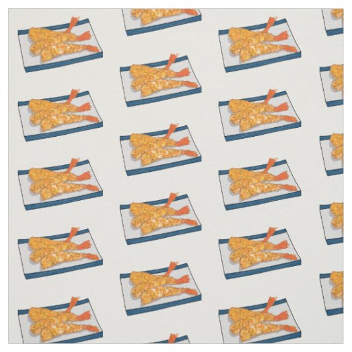 Shrimp tempura cartoon illustration fabric