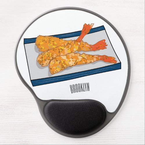 Shrimp tempura cartoon illustration gel mouse pad