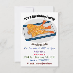 Shrimp tempura cartoon illustration invitation