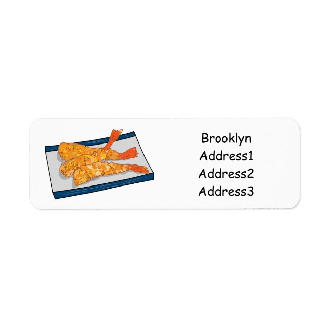 Shrimp tempura cartoon illustration label (Front)