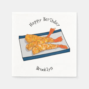 Shrimp tempura cartoon illustration napkins