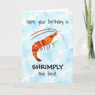Shrimp Watercolor Birthday Card