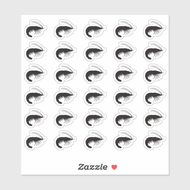 Shrimp Wedding Place Card Food Meal Menu Choice Sticker (Sheet)