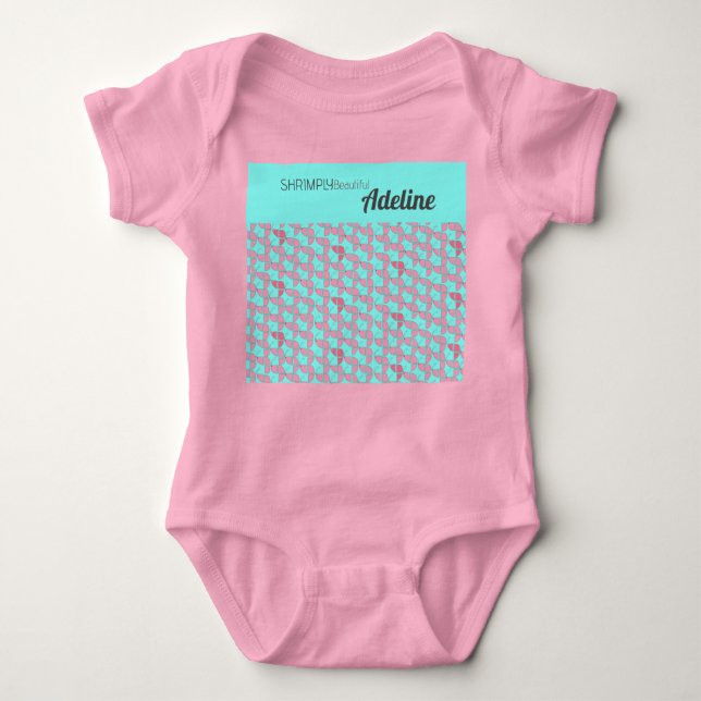 SHRIMPLY Beautiful Pattern Teal Pink Personalized Baby Bodysuit (Front)
