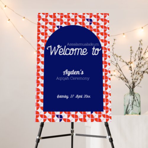 SHRIMPLY Blue Orange Baby Shower Welcome Sign