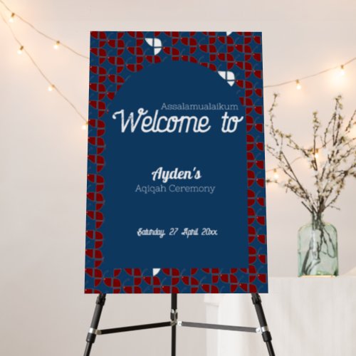 SHRIMPLY Blue Red Baby Shower Welcome Sign