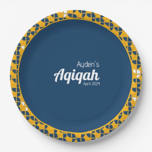 SHRIMPLY Blue Yellow Aqiqah Baby Shower Paper Plates