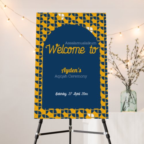 SHRIMPLY Blue Yellow Baby Shower Welcome Sign
