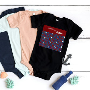 SHRIMPLY Funtastic Retro Pattern Blue Red Custom Baby Bodysuit