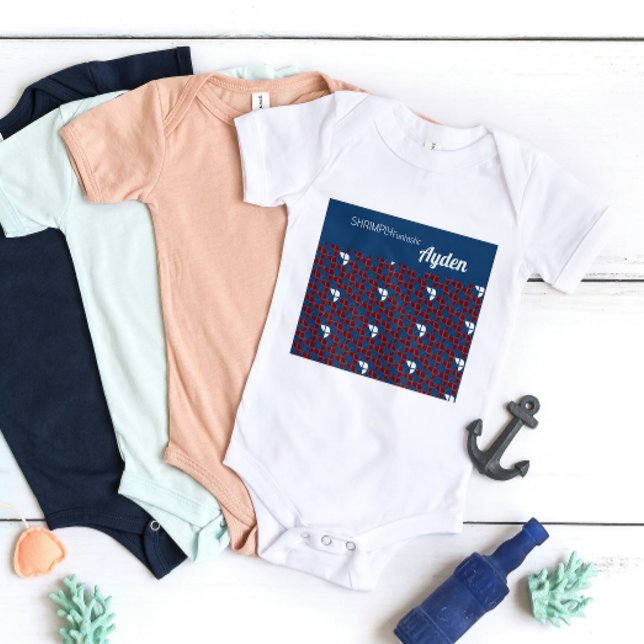 SHRIMPLY Funtastic Retro Pattern Red Blue Custom Baby Bodysuit (Creator Uploaded)