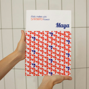 SHRIMPLY Kawaii Retro Orange White Nursery Custom Poster