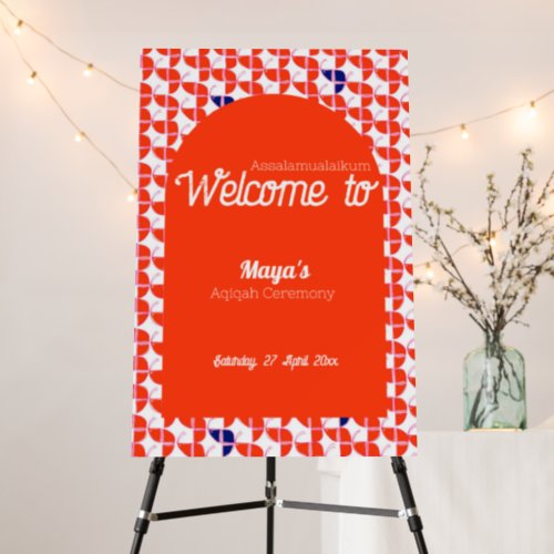 SHRIMPLY Orange White Baby Shower Welcome Sign