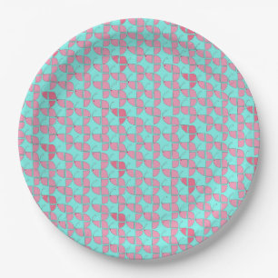 SHRIMPLY Pink Teal Pattern, Aqiqah Baby Shower Paper Plates