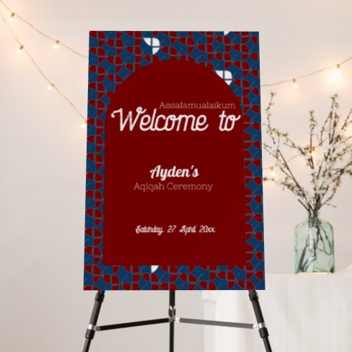 SHRIMPLY Red Blue Baby Shower Welcome Sign