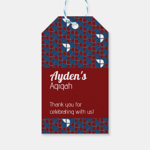 SHRIMPLY Red Blue Pattern Aqiqah Baby Shower Gift Tags