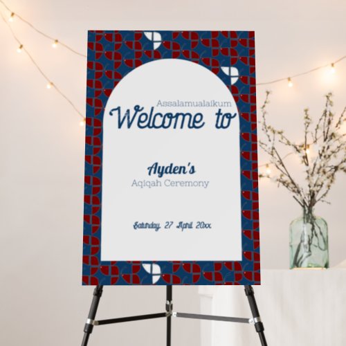 SHRIMPLY Red White Baby Shower Welcome Sign