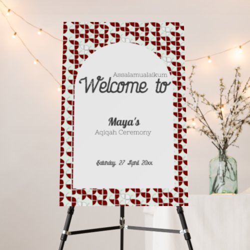 SHRIMPLY Red White Baby Shower Welcome Sign