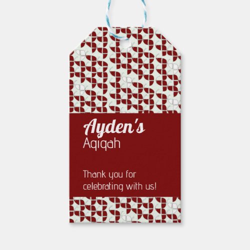 SHRIMPLY Red White Pattern Aqiqah Baby Shower Gift Tags