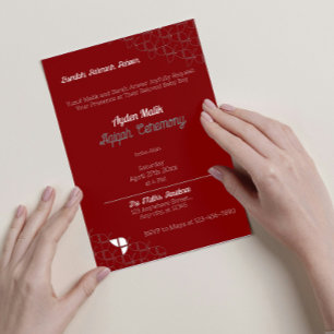SHRIMPLY Retro Red White, Aqiqah Baby Shower Invitation