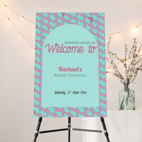 SHRIMPLY Teal Pink Aqiqah Baby Shower Welcome Sign