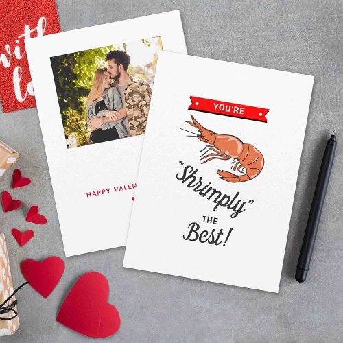 Shrimply The Best Funny Whimsy Valentines Day Holiday Card