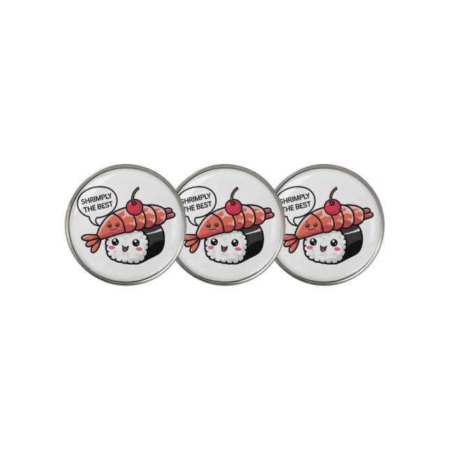 shrimply the best kawaii sushi golf ball marker (3 Up)